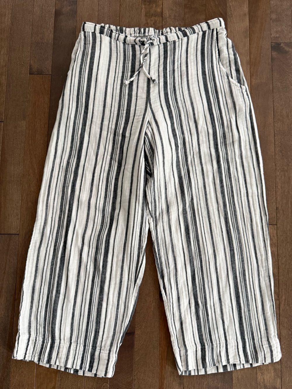 Bryn Walker Women’s 100% Cotton Striped Drawstring Pants - Size S - Made in USA